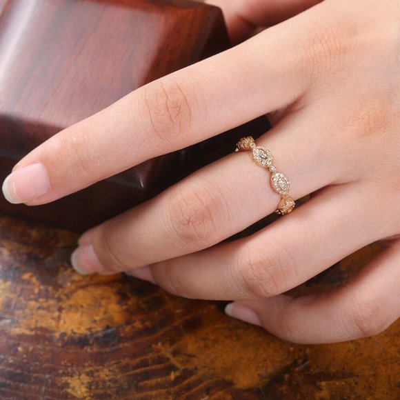 New 18k Yellow Gold Plated White Sapphire Ring - Picture 3 of 5